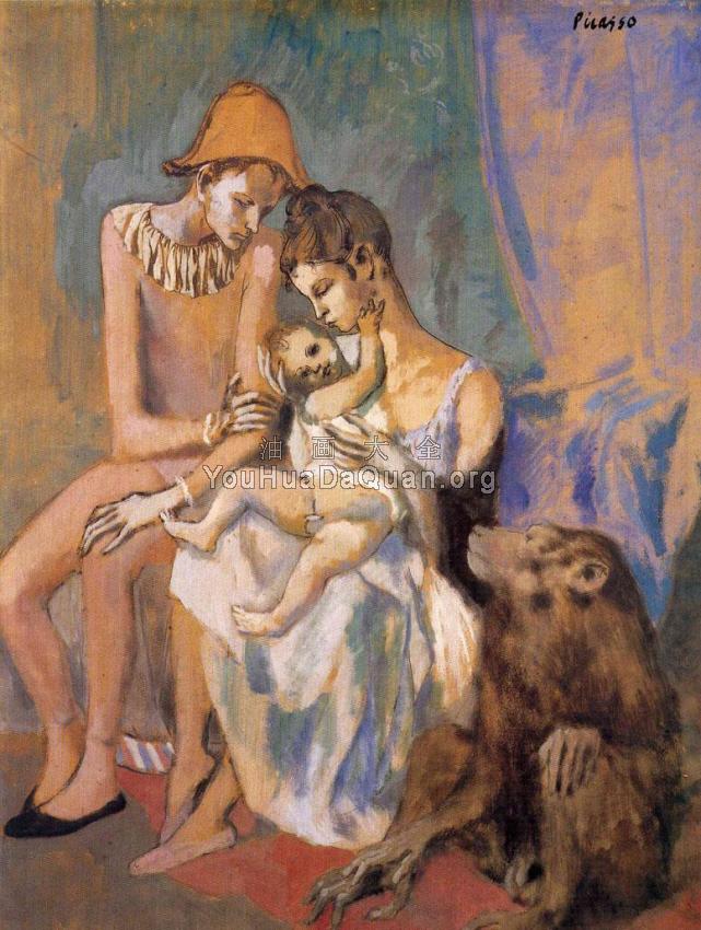 杂技演员的家庭与猴子 - 巴勃罗·毕加索